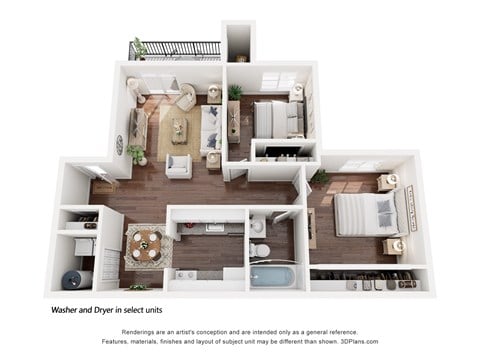 Floor plan for 2 beds, 1 bath, 777 sqft